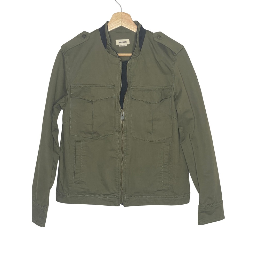 Zadig & Voltaire Kavy Skull Strass Jacket Olive Green Rhinestone Military  M